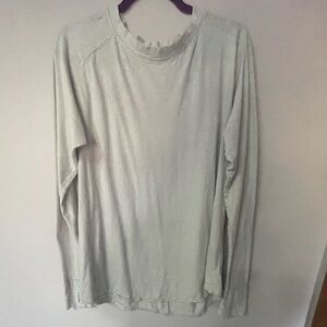 WE THE FREE M White Cream Long Sleeve Top. Exposed seems,hem and thumb holes.